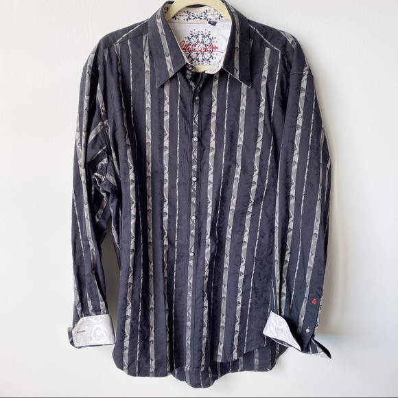 Robert Graham Other - Robert Graham Button Striped Silk Blend Shirt